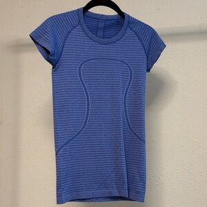 Lululemon Athletica Blue Striped Short Sleeve Tee